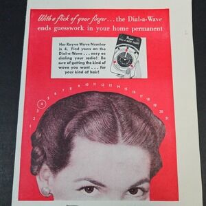 1949 Rayve Home Permanent Dial-A-Wave Vintage Print Ad Pepsodent Curly Wavy Hair